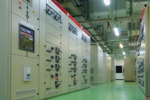 Substation in petrochemical plant, Substation room in gas and oil refinery industrial